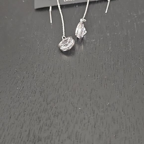 Silver Tone Luxe Pave Linear Earrings Cubic Zirconia Sensitive Ears Nickel Free - Picture 12 of 16